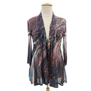 Jess & Janes Womens XL Duster Cardigan Multicolor Mesh Sheer Boho Hippie Retro